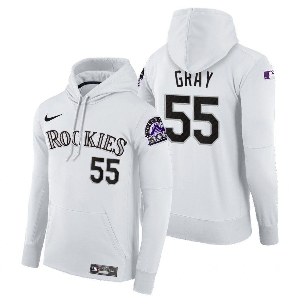 Men Colorado Rockies #55 Gray white home hoodie 2021 MLB Nike Jerseys